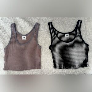 TNA Pink and Navy Striped Tank Tops